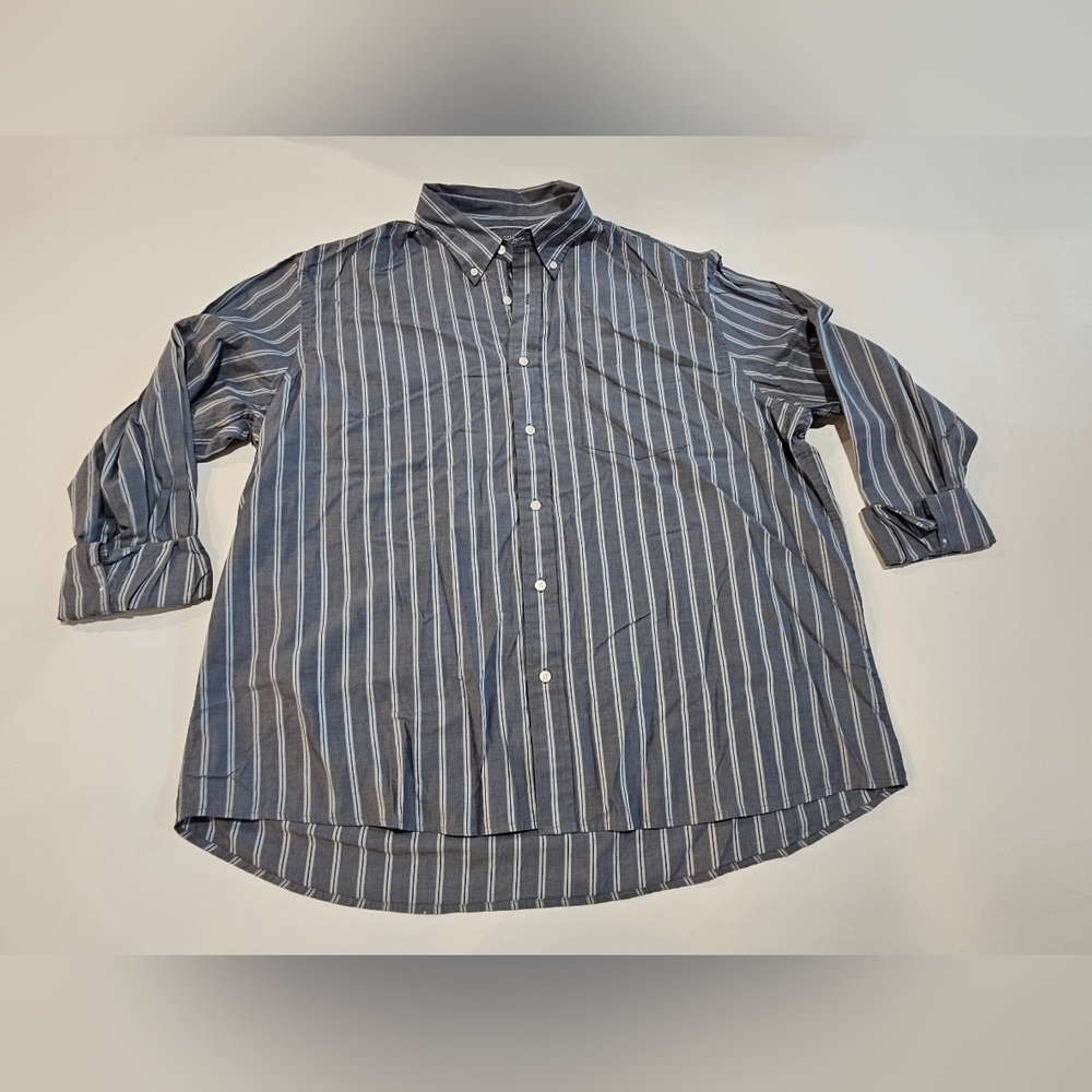 Sonoma Mens sz XXL LONG SLEEVE Shirt Casual Button Down BLUE STRIPED Cotton